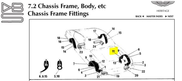 AMV8 & DBS Front Wheelarch stone guard - LH Transverse