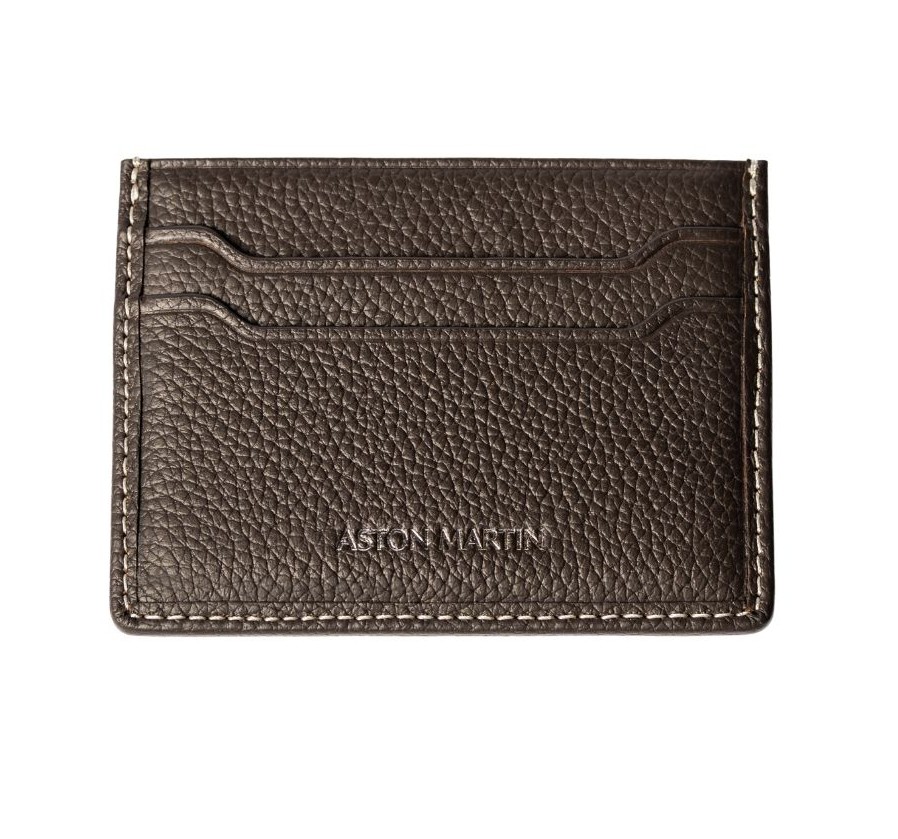 Aston Martin Leather Card Wallet - Bitter Chocolate