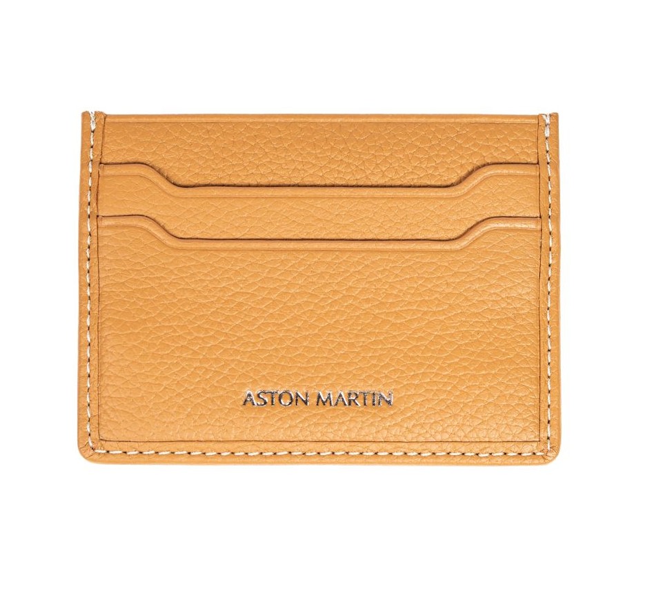 Aston Martin Leather Card Wallet - Tan