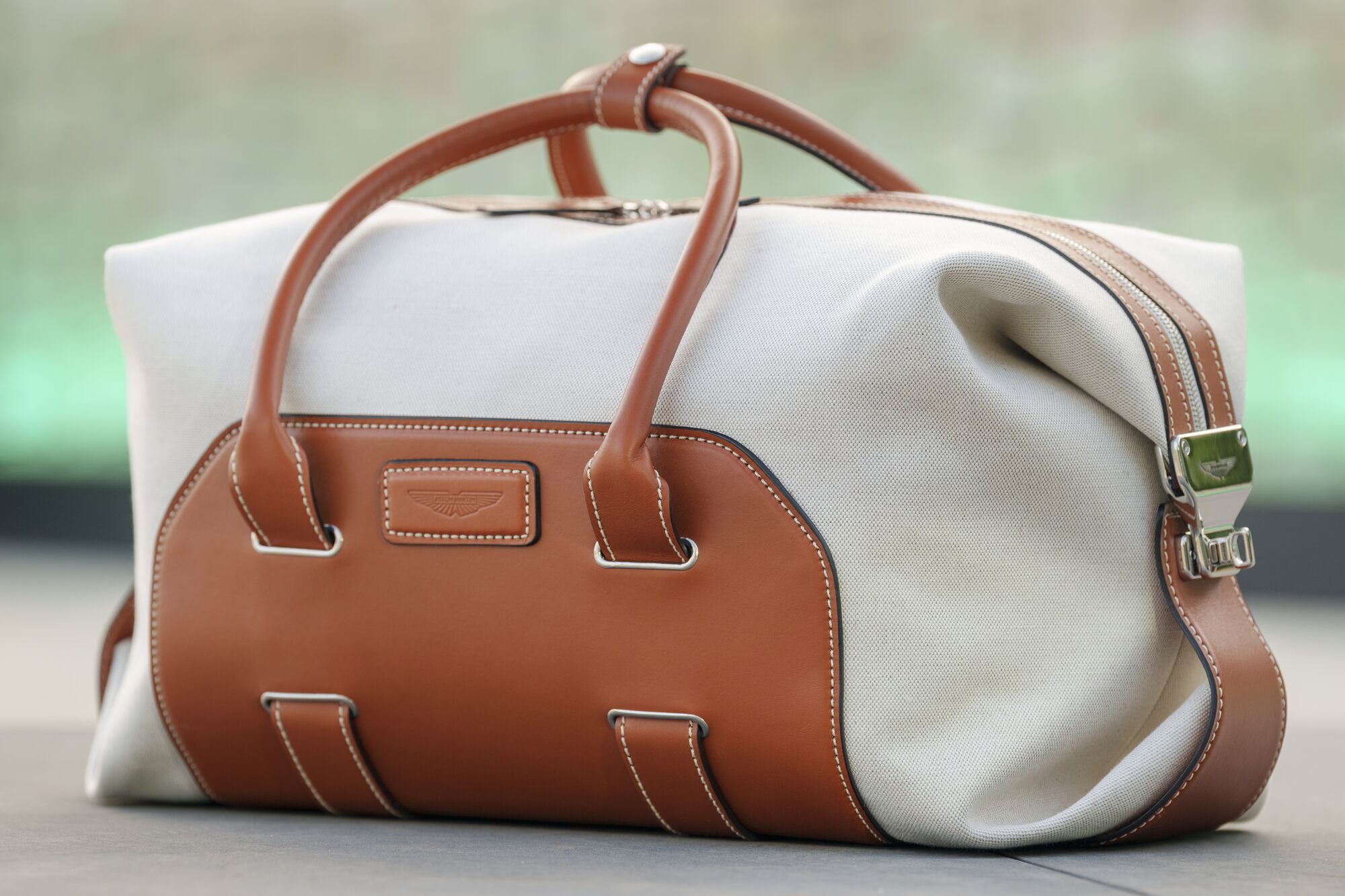 Aston Martin Small Cream & Tan Holdall