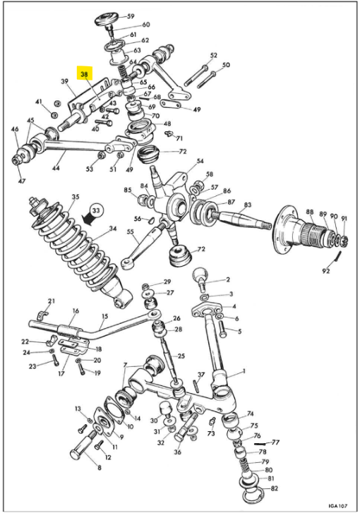 Aston Martin DB5/DB6/DBS/AMV8 Front Suspension Upper Wishbone Spindle - Image 4